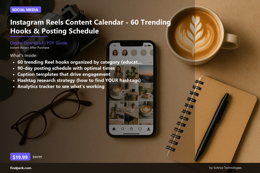 Instagram Reels Content Calendar - 60 Trending Hooks & Posting Schedule - Cover