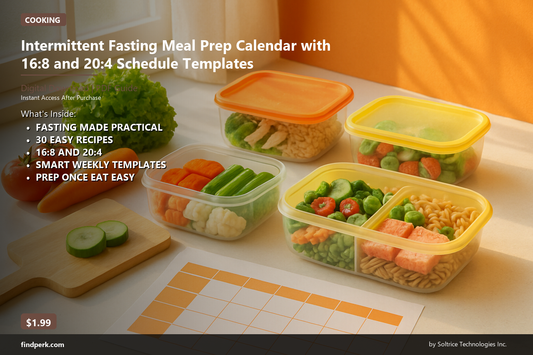 Intermittent Fasting Meal Prep Calendar with 16:8 and 20:4 Schedule Templates