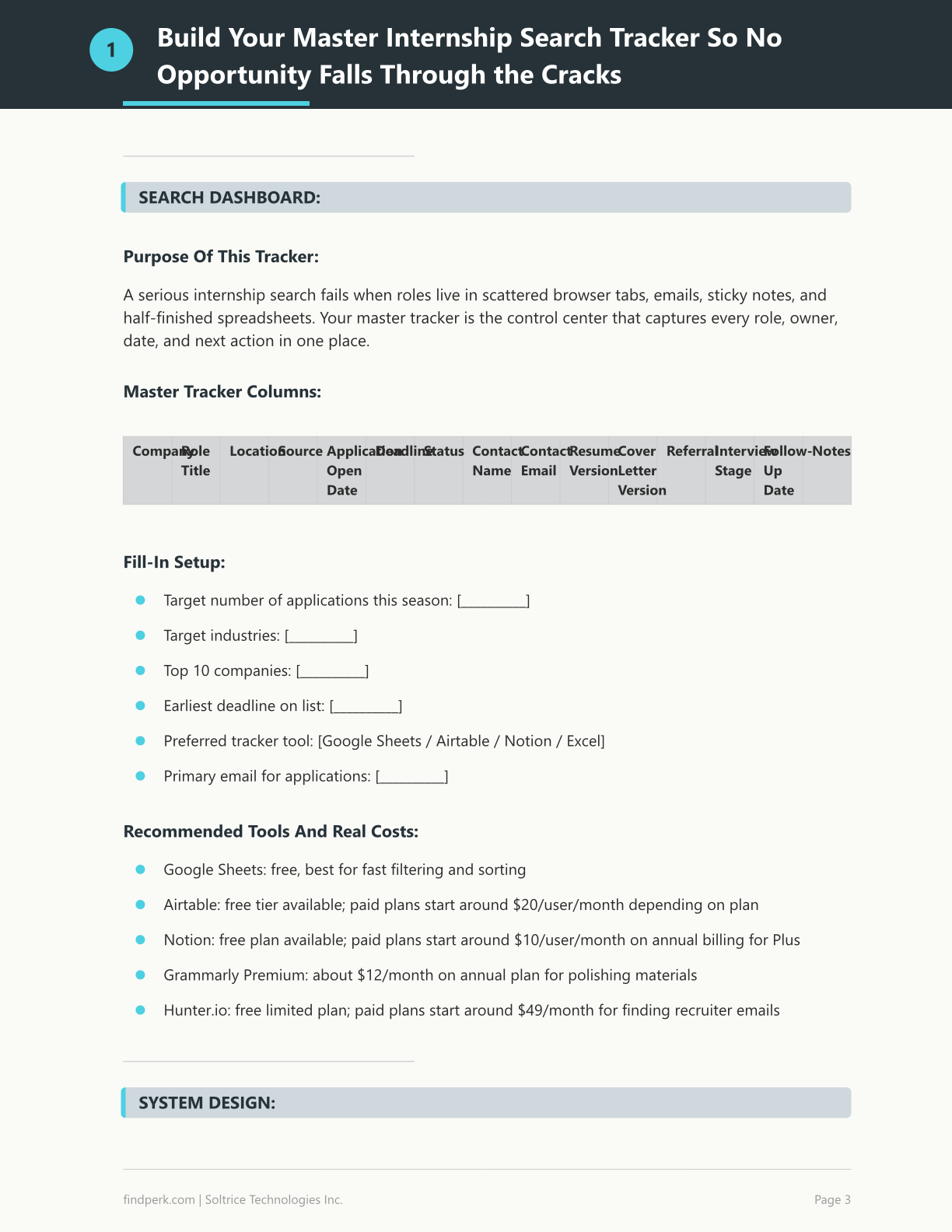 Internship Search Tracker and Application Templates - Land Your Dream Internship