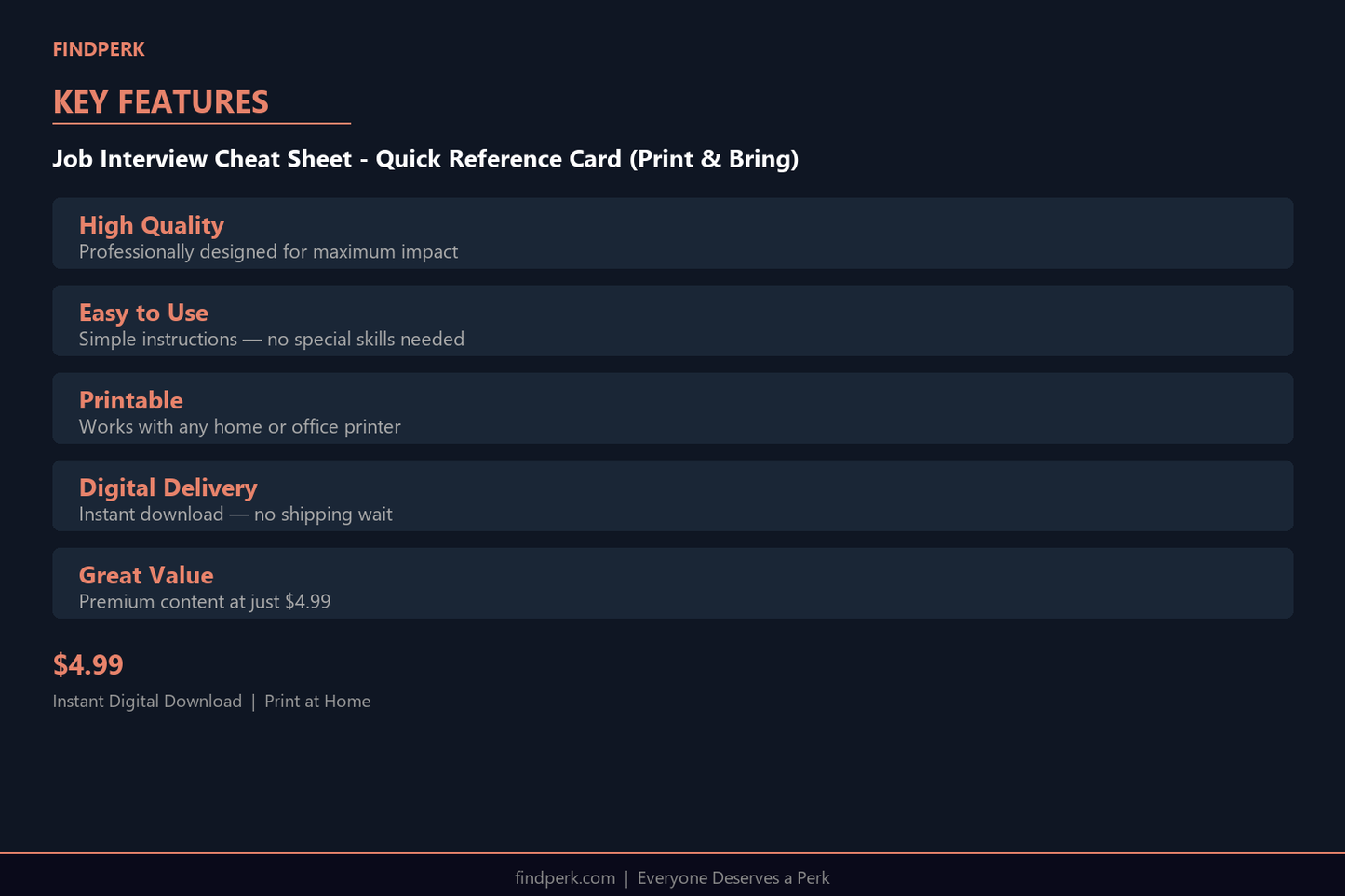 Job Interview Cheat Sheet - Quick Reference Card (Print & Bring)