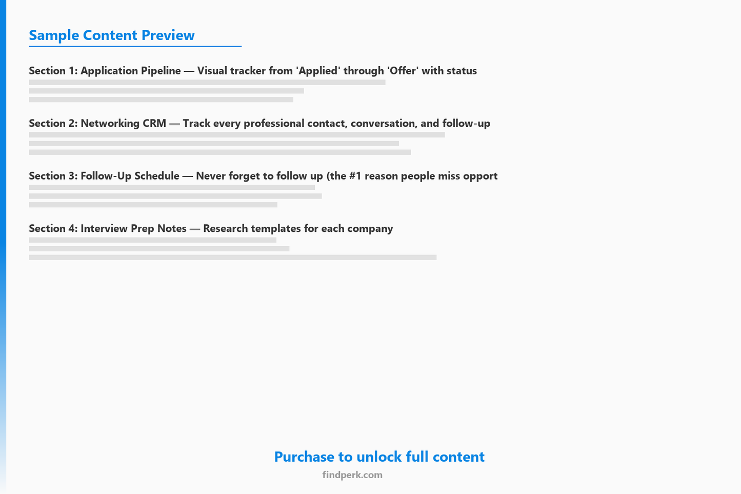 Job Search Tracker & Networking CRM - Application Pipeline, Follow-Ups & Contact Manager - Content Preview