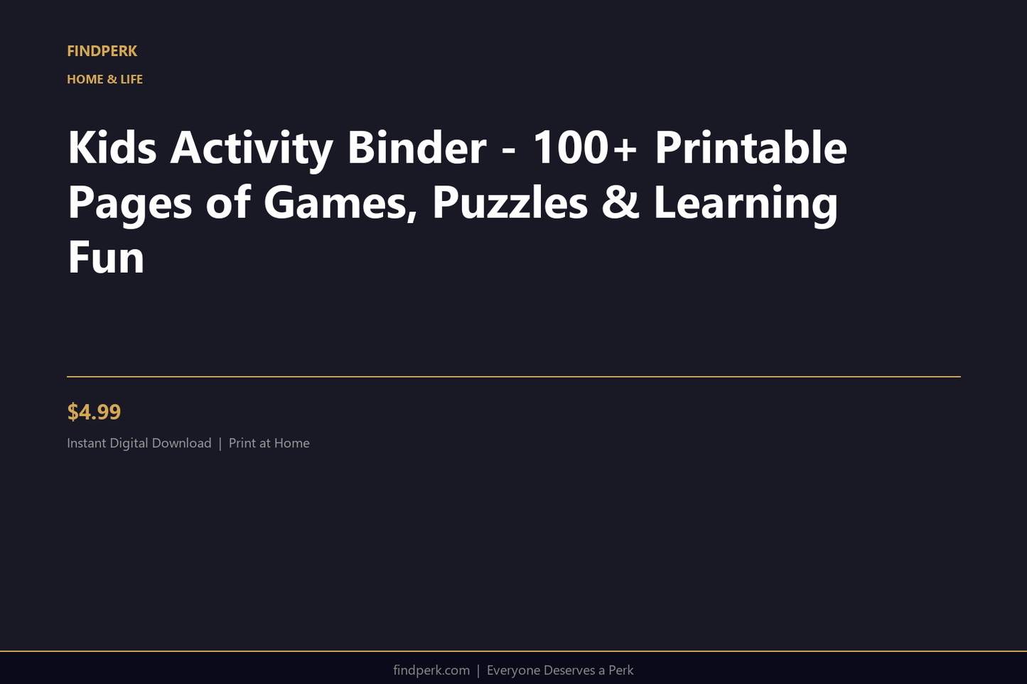 Kids Activity Binder - 100+ Printable Pages of Games, Puzzles & Learning Fun