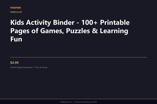 Kids Activity Binder - 100+ Printable Pages of Games, Puzzles & Learning Fun