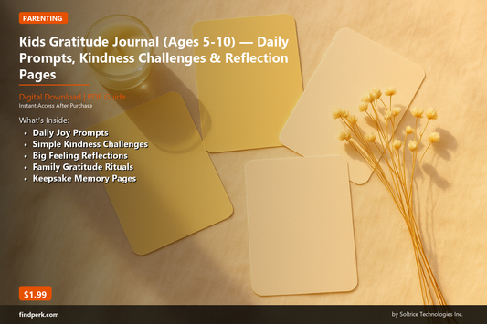 Kids Gratitude Journal (Ages 5-10) — Daily Prompts, Kindness Challenges & Reflection Pages