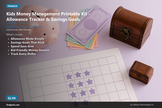 Kids Money Management Printable Kit - Allowance Tracker, Savings Goals & Money Lessons