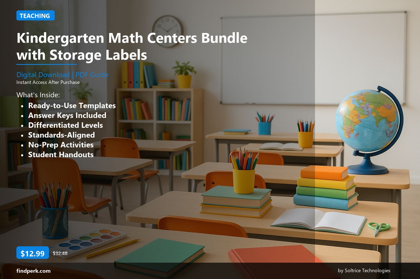 Kindergarten Math Centers Bundle with Storage Labels - Cover