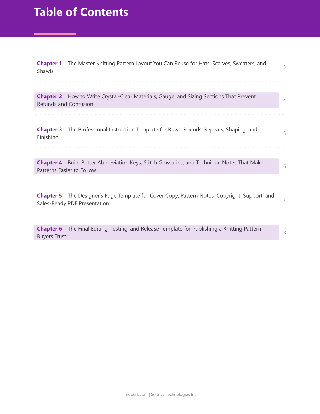 Knitting Pattern Template — Digital Download