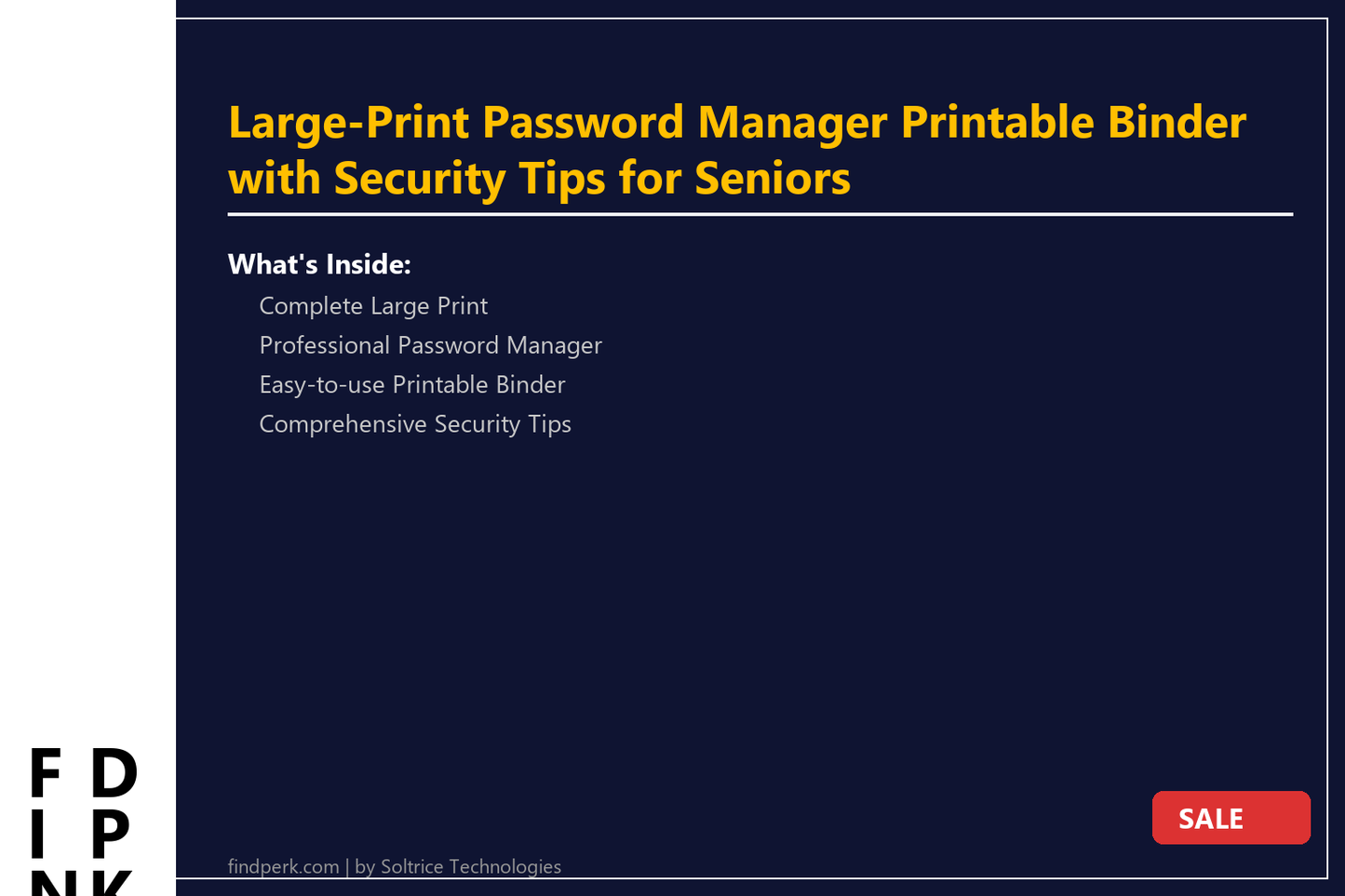 Large-Print Password Manager Printable Binder with Security Tips for Seniors