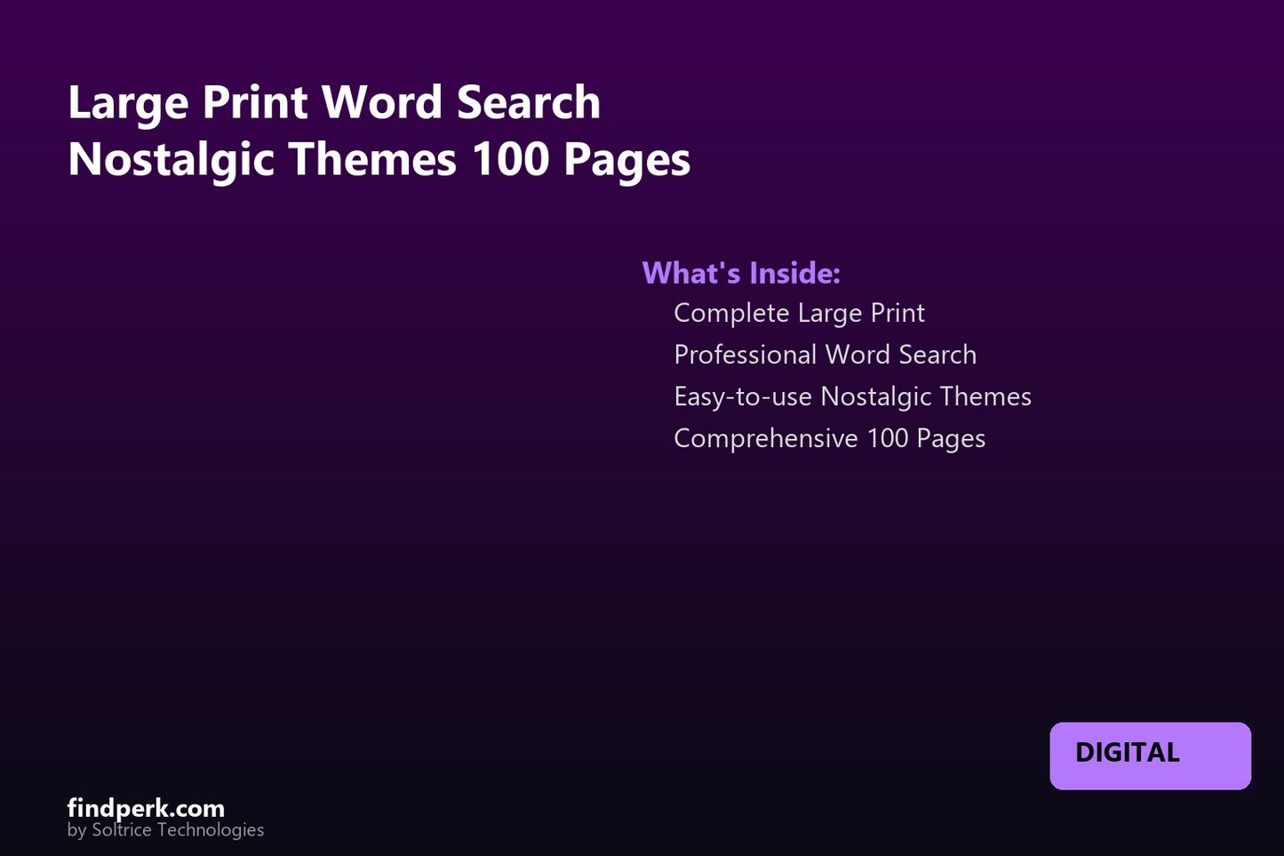 Large Print Word Search Nostalgic Themes 100 Pages