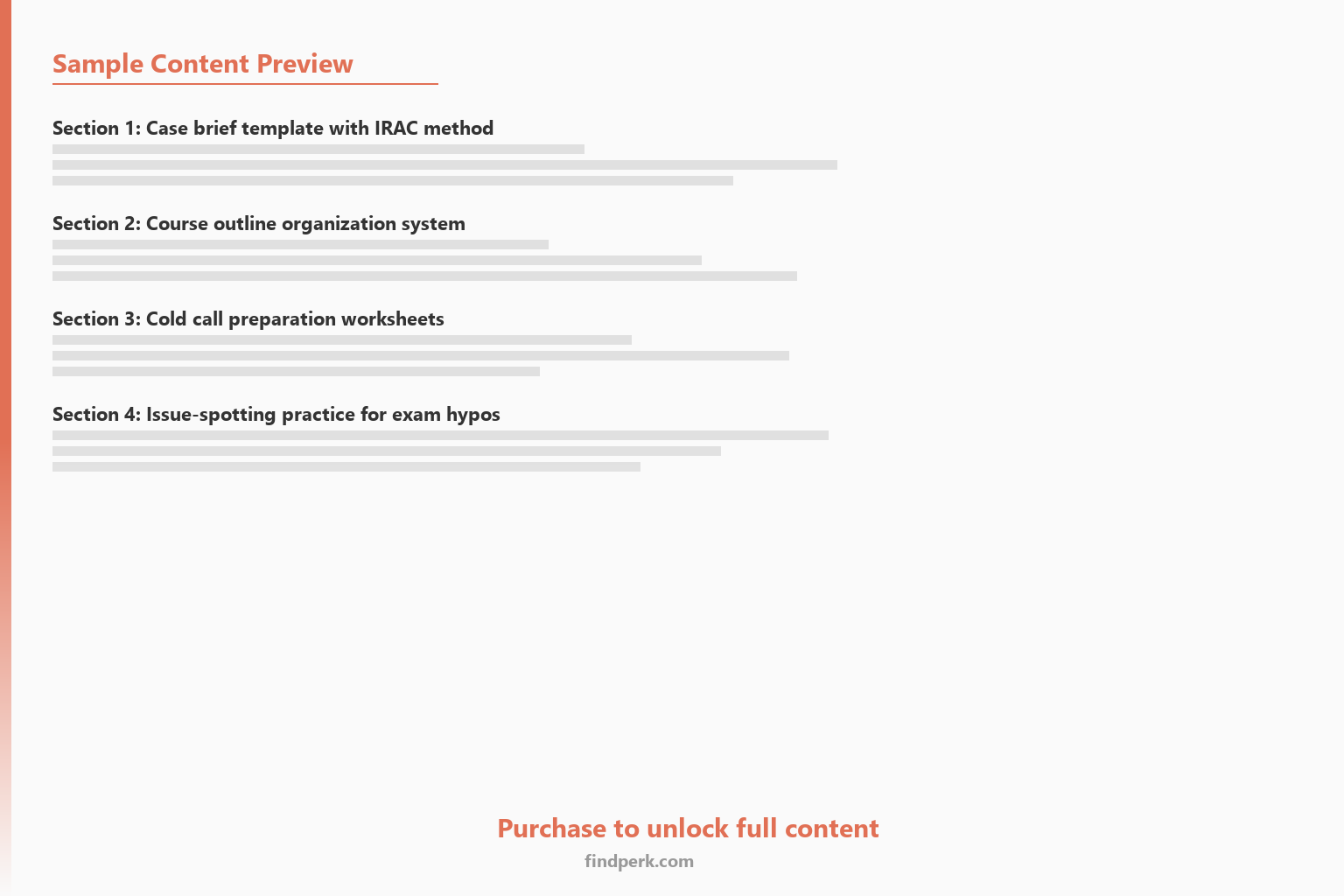 Law School Case Brief Template and Outline System - 1L Essential - Content Preview