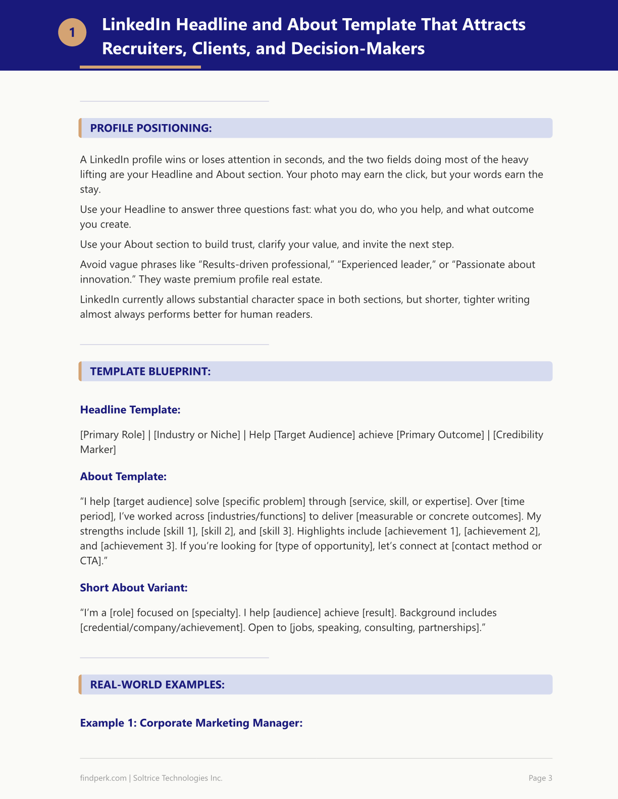 Linkedin Profile Template — Professional PDF Template