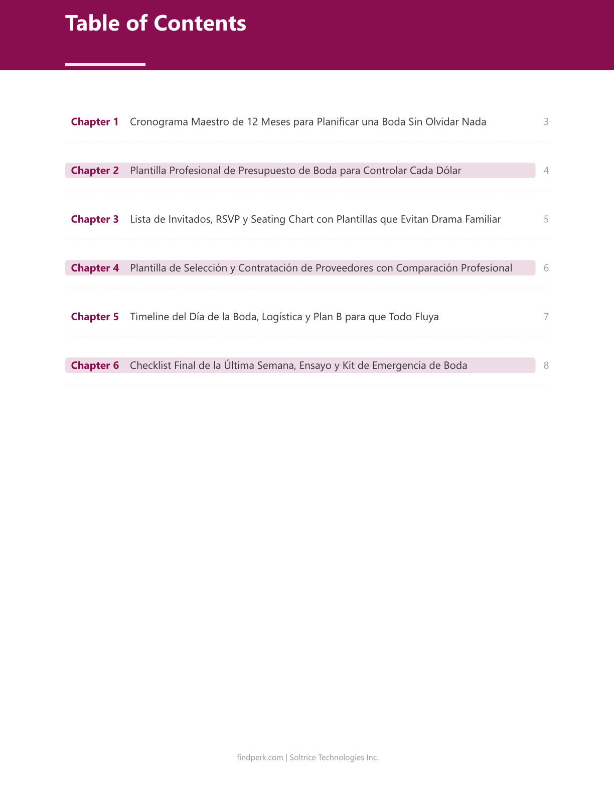 Lista de Verificacion para Planificar una Boda (Wedding Planning Checklist)