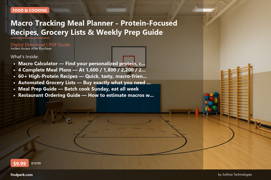 Macro Tracking Meal Planner - Protein-Focused Recipes, Grocery Lists & Weekly Prep Guide - Cover
