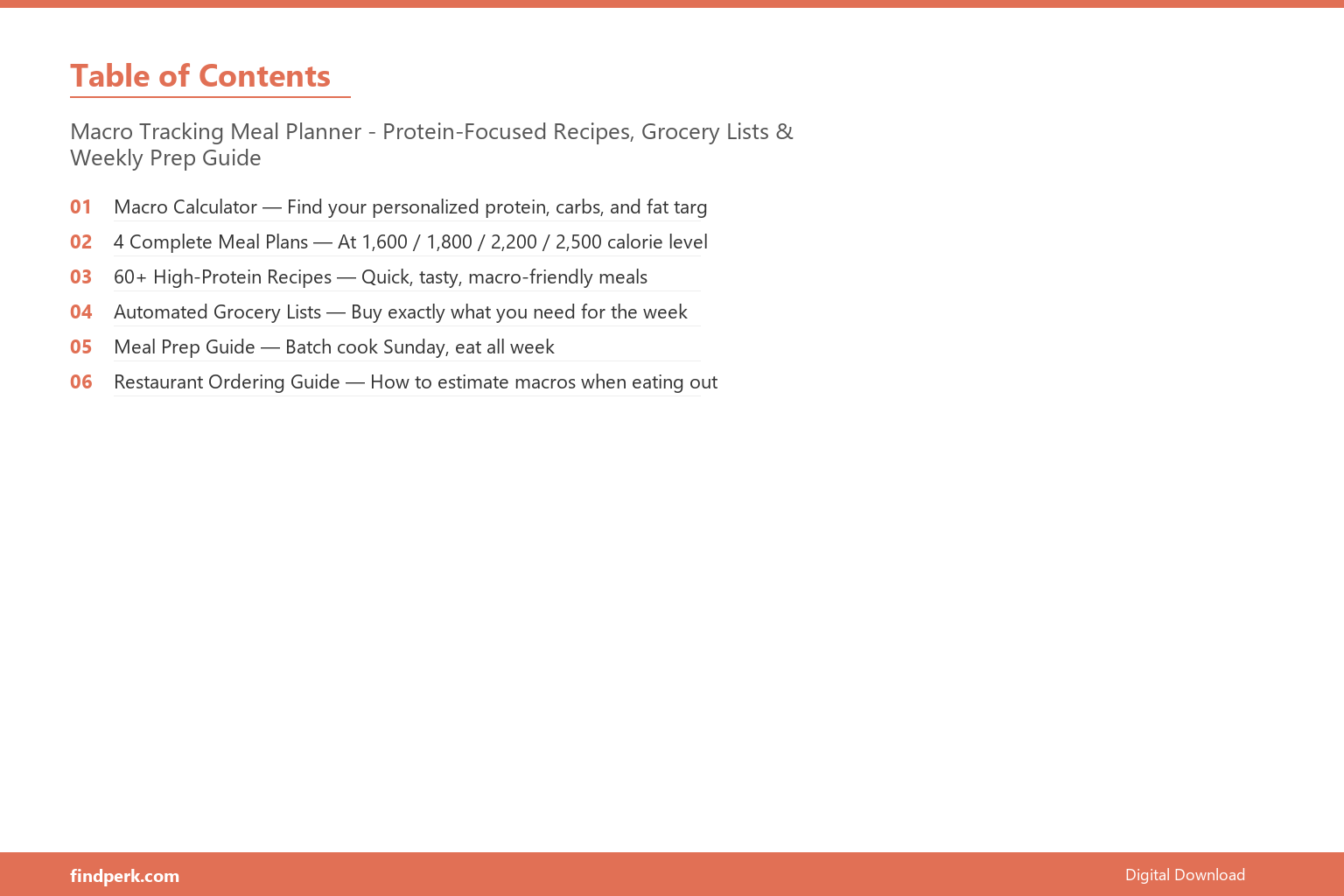 Macro Tracking Meal Planner - Protein-Focused Recipes, Grocery Lists & Weekly Prep Guide - Table of Contents