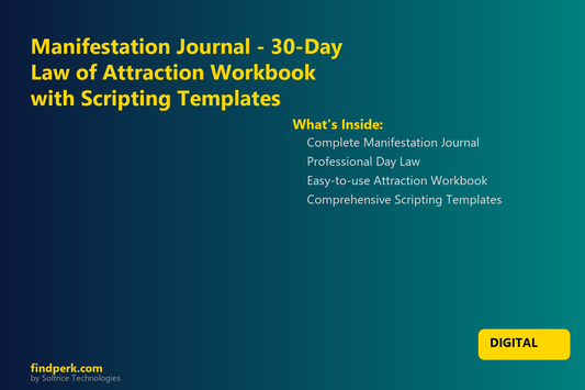 Manifestation Journal - 30-Day Law of Attraction Workbook with Scripting Templates