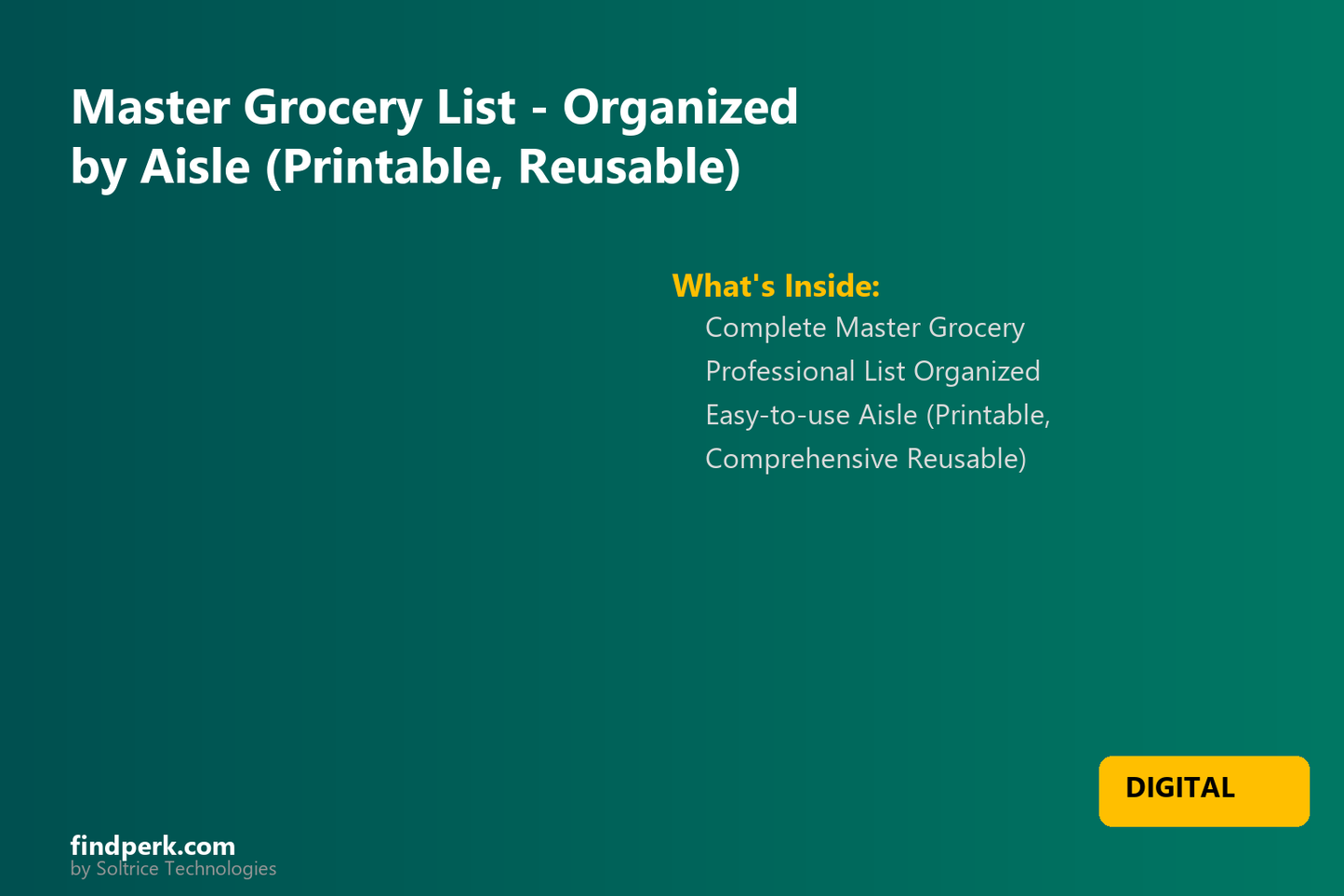 Master Grocery List - Organized by Aisle (Printable, Reusable)