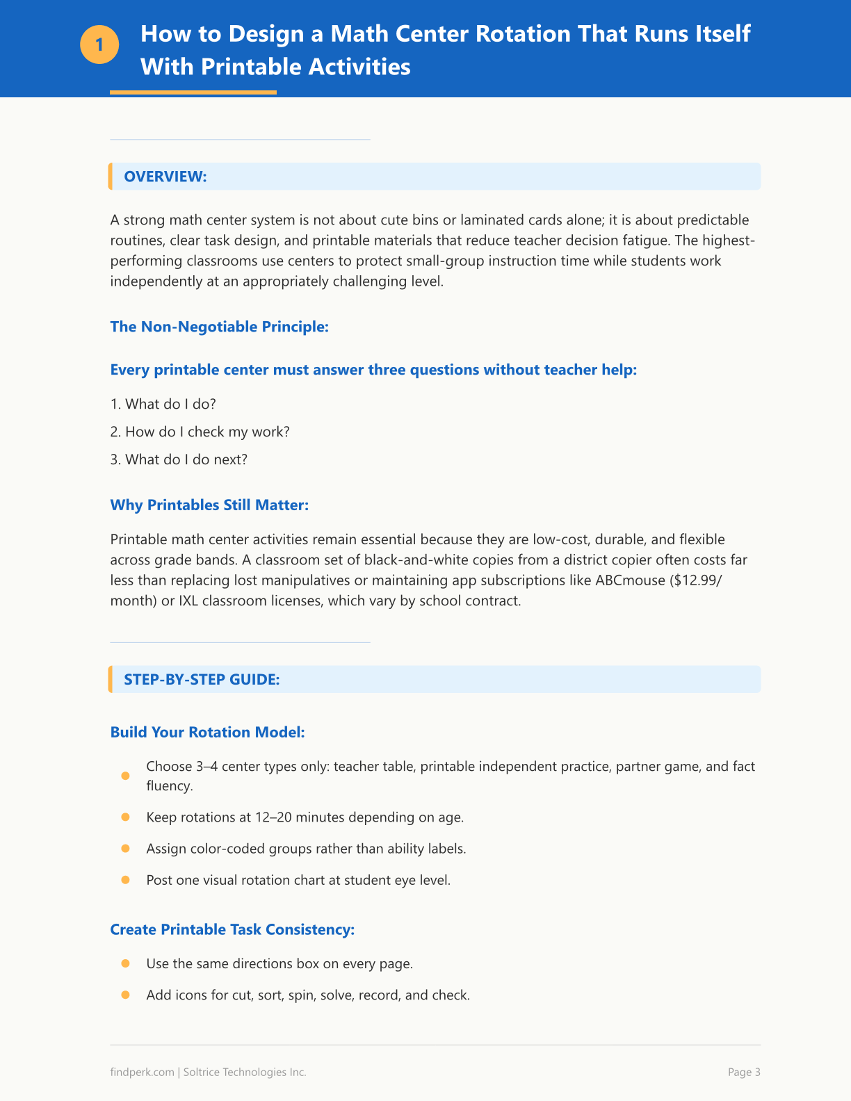 Math Center Activities Printable — Printable Classroom Resource