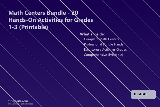 Math Centers Bundle - 20 Hands-On Activities for Grades 1-3 (Printable)