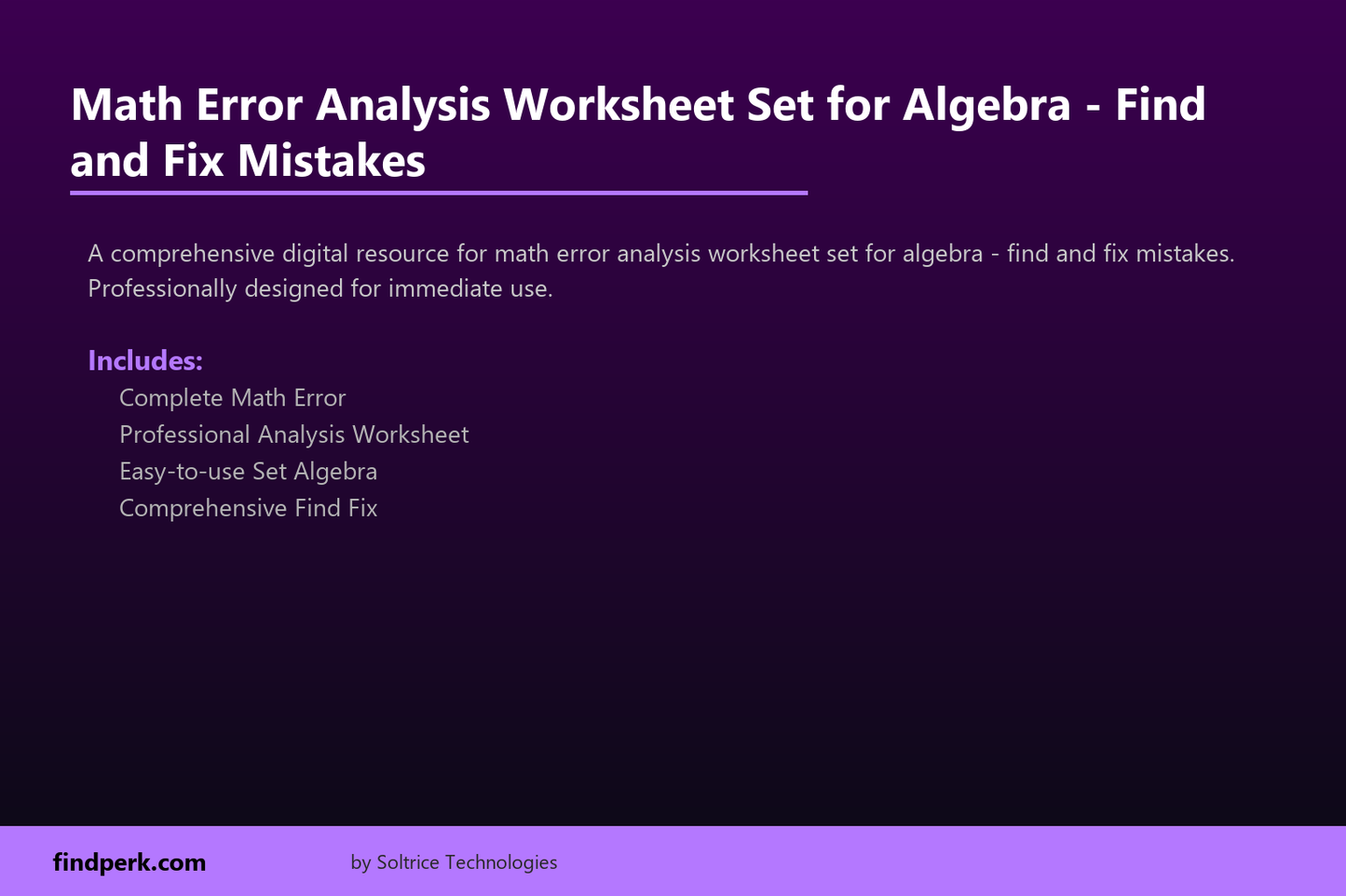 Math Error Analysis Worksheet Set for Algebra - Find and Fix Mistakes
