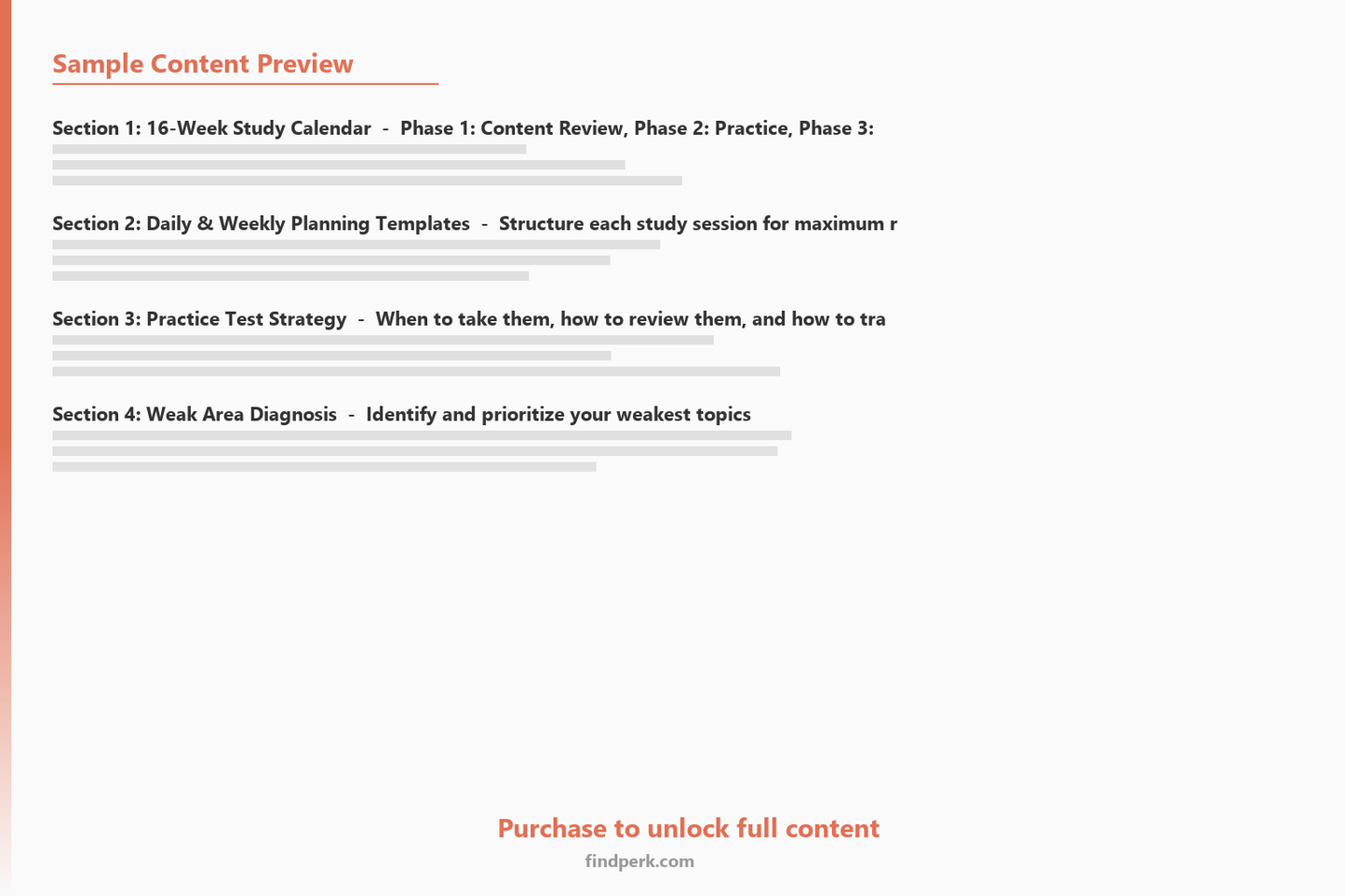 MCAT/LSAT/GRE Study Schedule Planner - 12-16 Week Plan with Practice Test Strategy - Content Preview