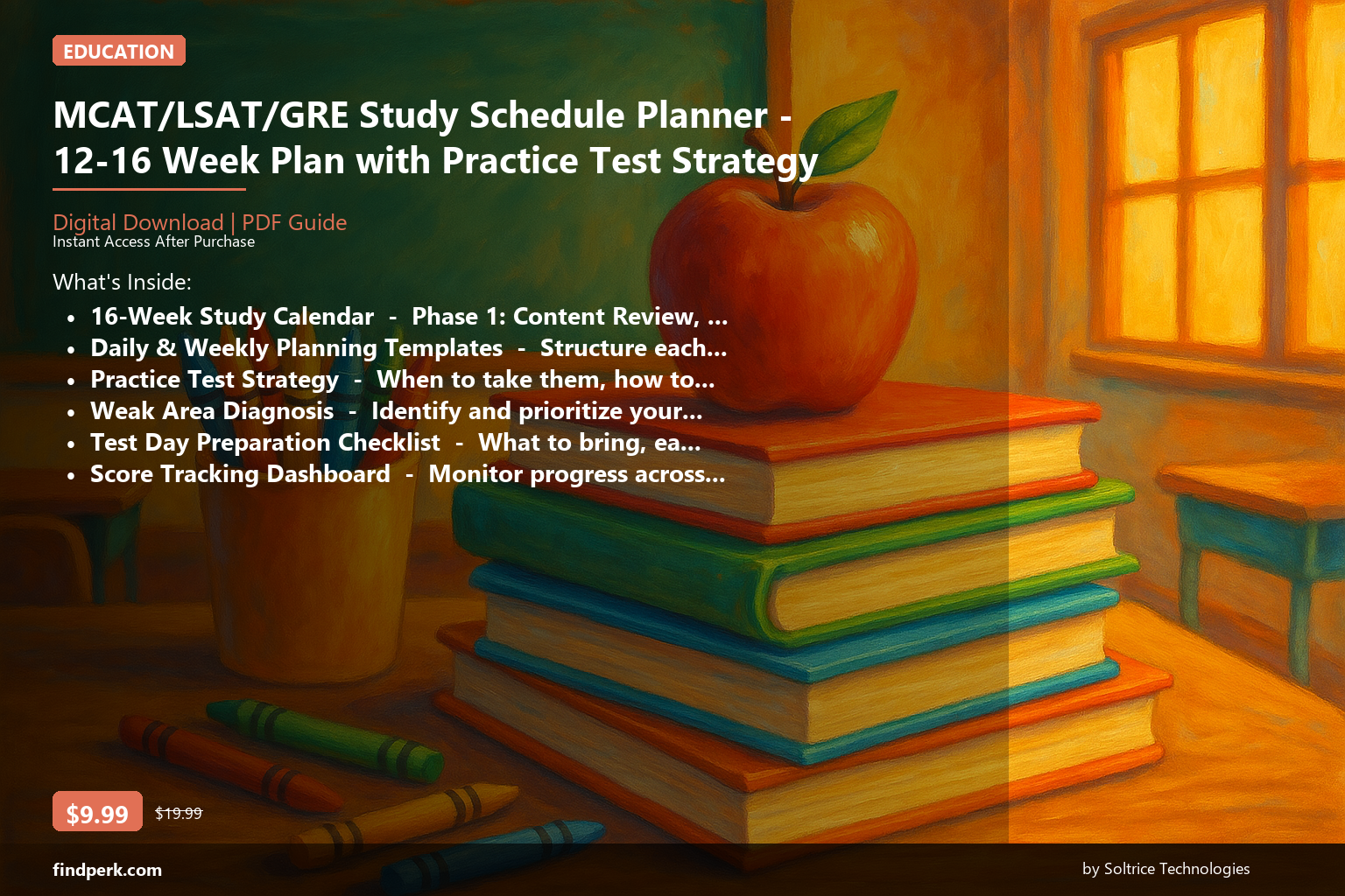 MCAT/LSAT/GRE Study Schedule Planner - 12-16 Week Plan with Practice Test Strategy - Cover