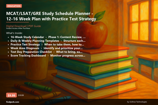 MCAT/LSAT/GRE Study Schedule Planner - 12-16 Week Plan with Practice Test Strategy - Cover