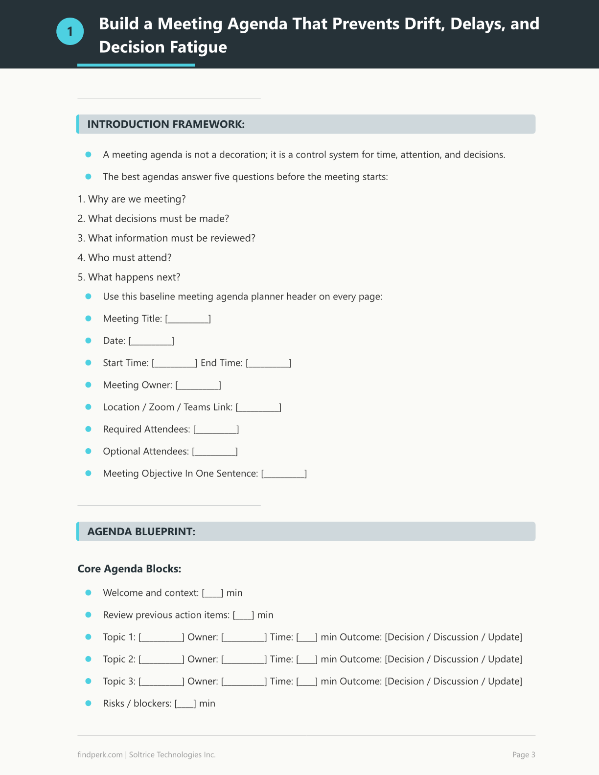 Meeting Agenda Template — Printable Planner Template