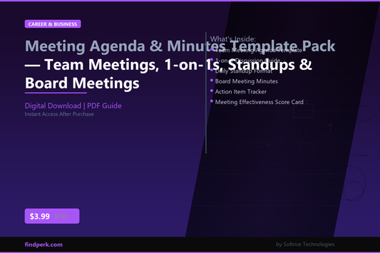 Meeting Agenda & Minutes Template Pack — Team Meetings, 1-on-1s, Standups & Board Meetings