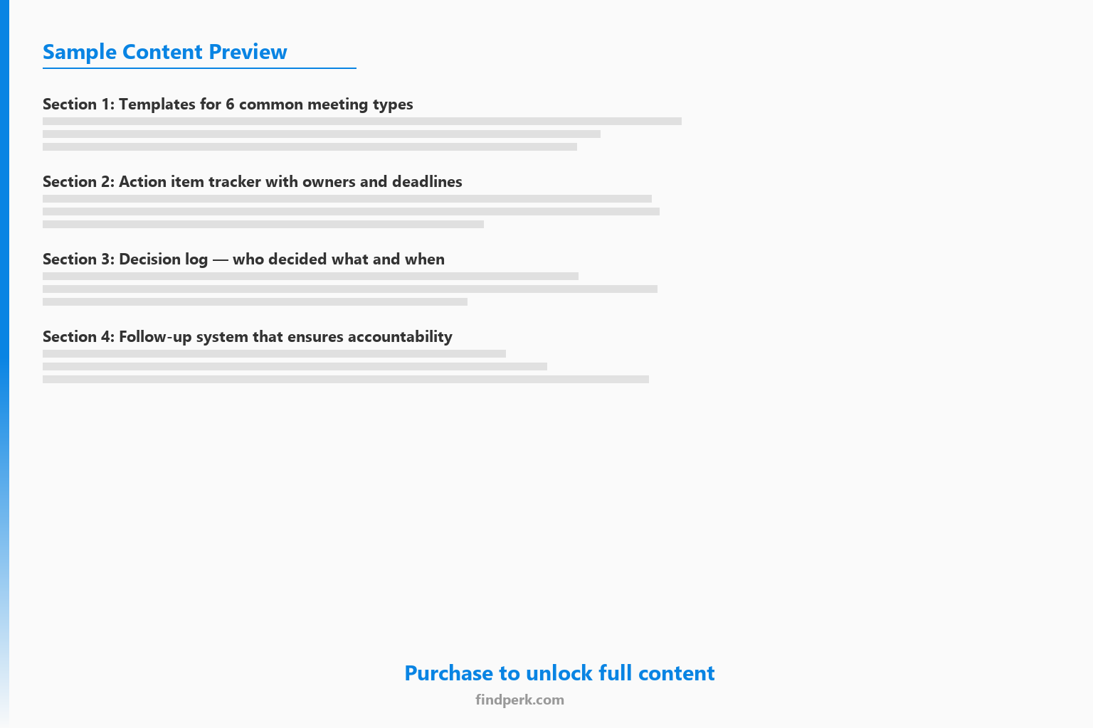 Meeting Notes Template with Action Item Tracker - Never Lose a Decision Again - Content Preview