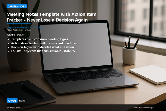 Meeting Notes Template with Action Item Tracker - Never Lose a Decision Again - Cover