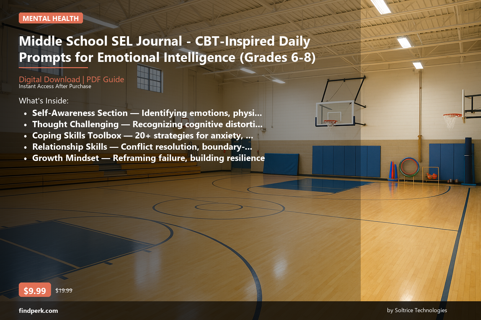 Middle School SEL Journal - CBT-Inspired Daily Prompts for Emotional Intelligence (Grades 6-8) - Cover