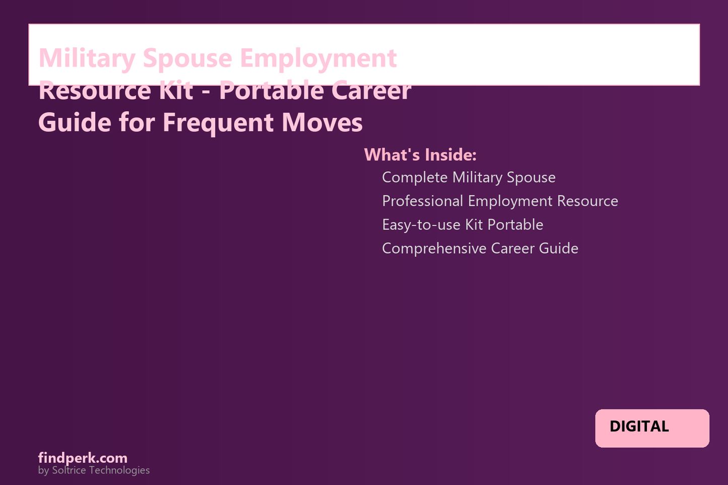Military Spouse Employment Resource Kit - Portable Career Guide for Frequent Moves