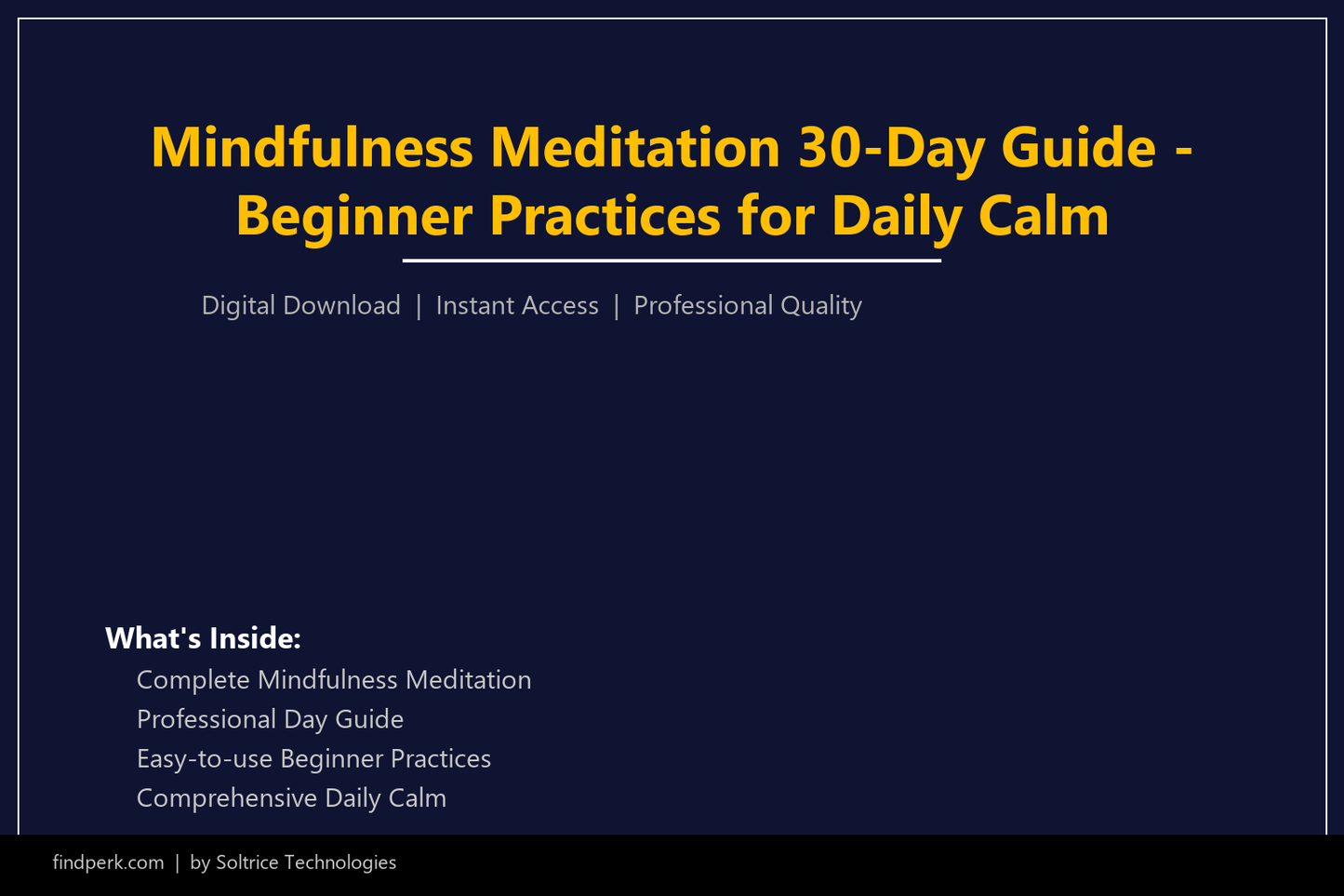 Mindfulness Meditation 30-Day Guide - Beginner Practices for Daily Calm