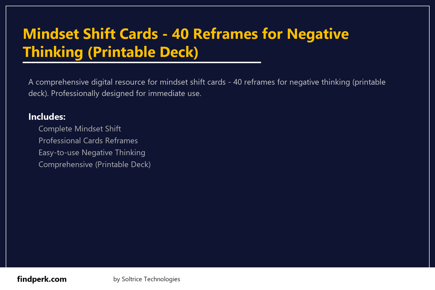 Mindset Shift Cards - 40 Reframes for Negative Thinking (Printable Deck)