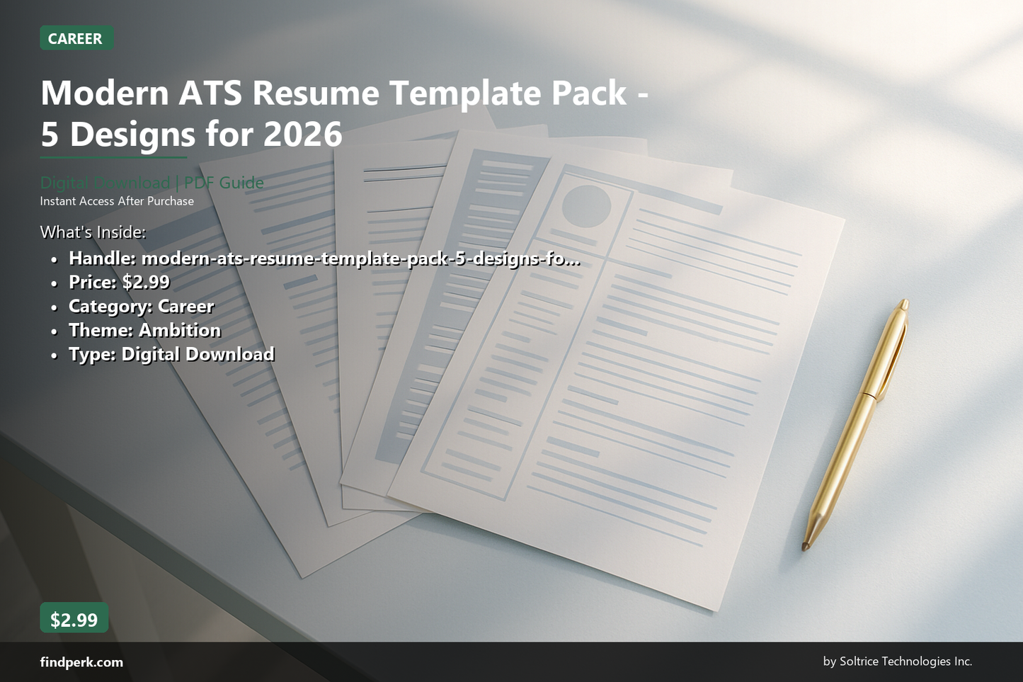 Modern ATS Resume Template Pack - 5 Designs for 2026
