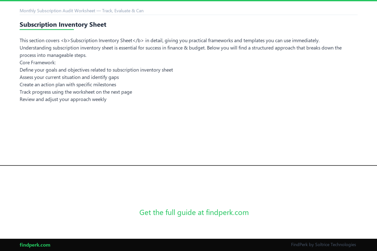 Monthly Subscription Audit Worksheet — Track, Evaluate & Cancel Unused Subscriptions
