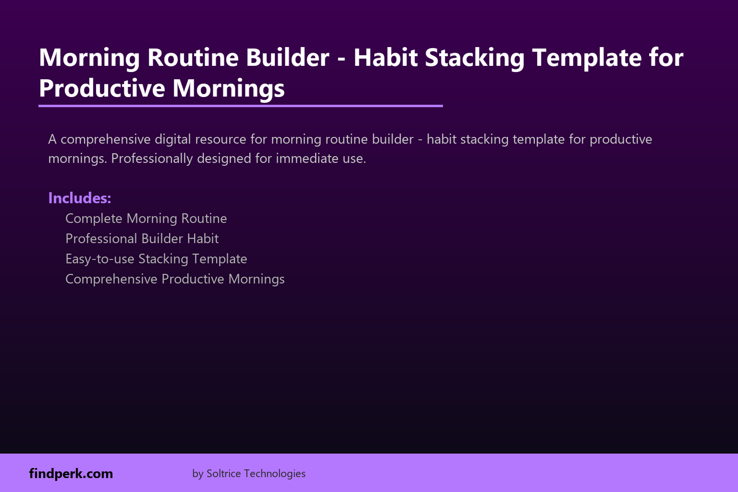 Morning Routine Builder - Habit Stacking Template for Productive Mornings
