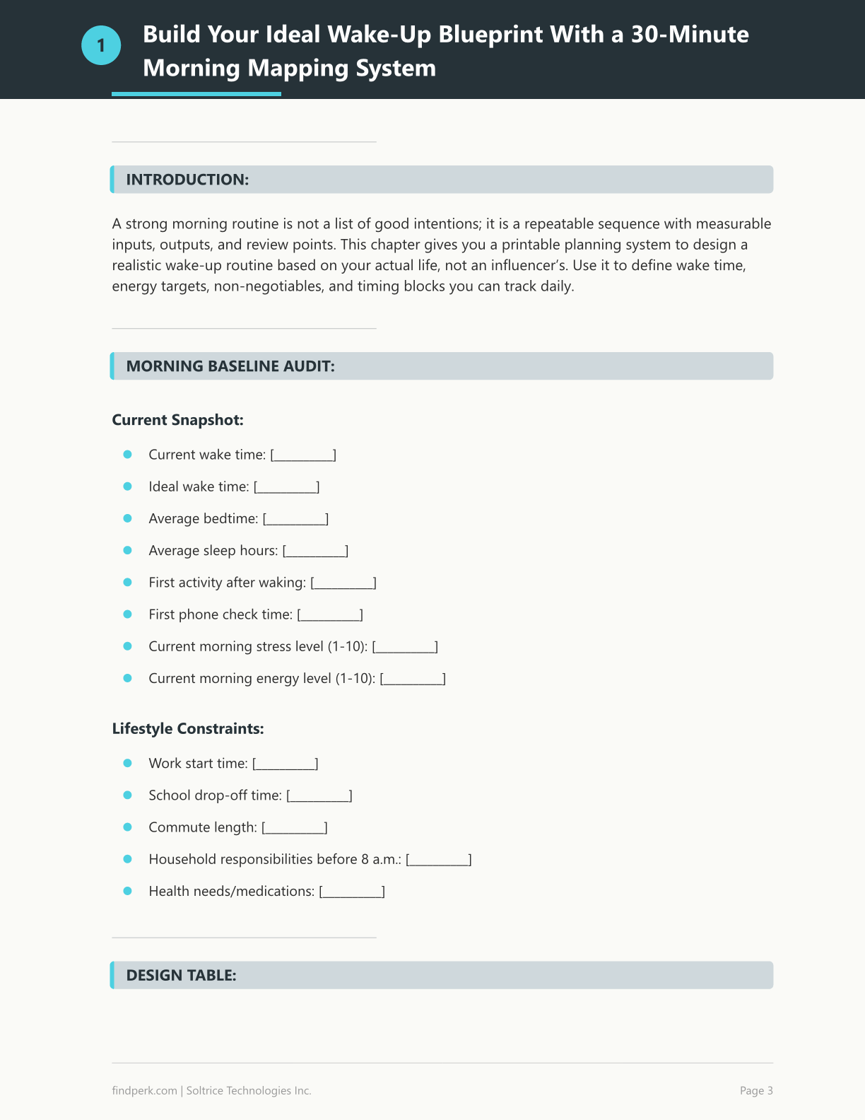 Morning Routine Planner — Printable Planner Template