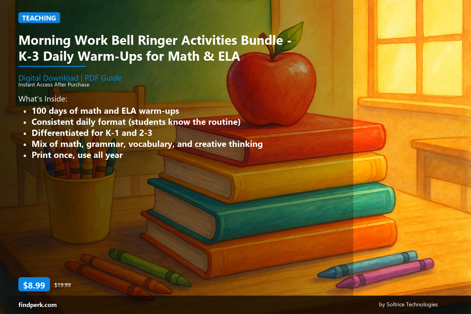 Morning Work Bell Ringer Activities Bundle - K-3 Daily Warm-Ups for Math & ELA - Cover