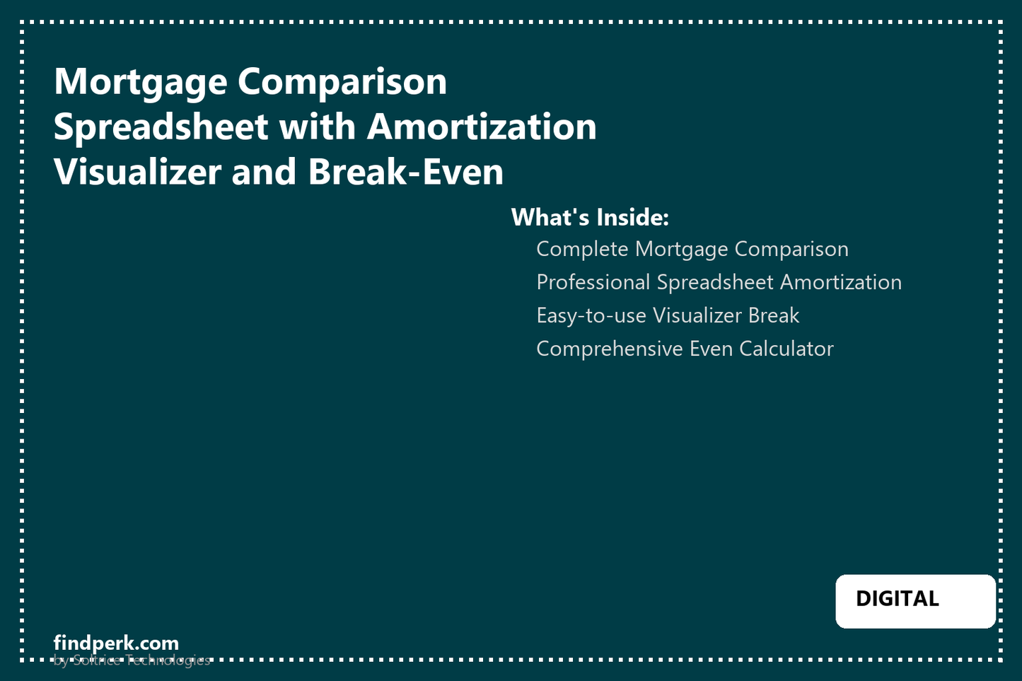 Mortgage Comparison Spreadsheet with Amortization Visualizer and Break-Even Calculator