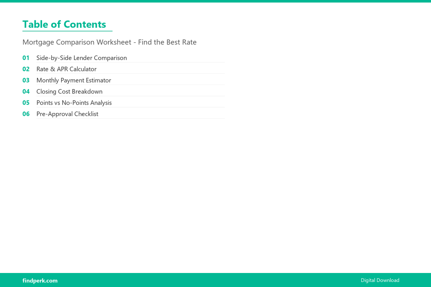 Mortgage Comparison Worksheet - Find the Best Rate