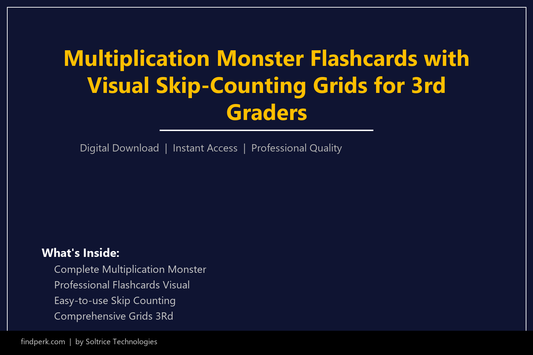 Multiplication Monster Flashcards with Visual Skip-Counting Grids for 3rd Graders