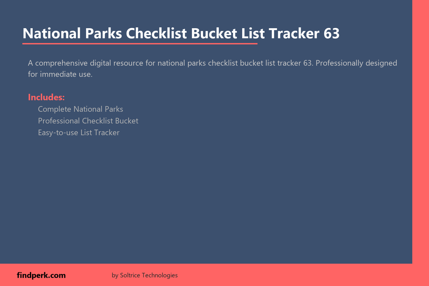 National Parks Checklist Bucket List Tracker 63