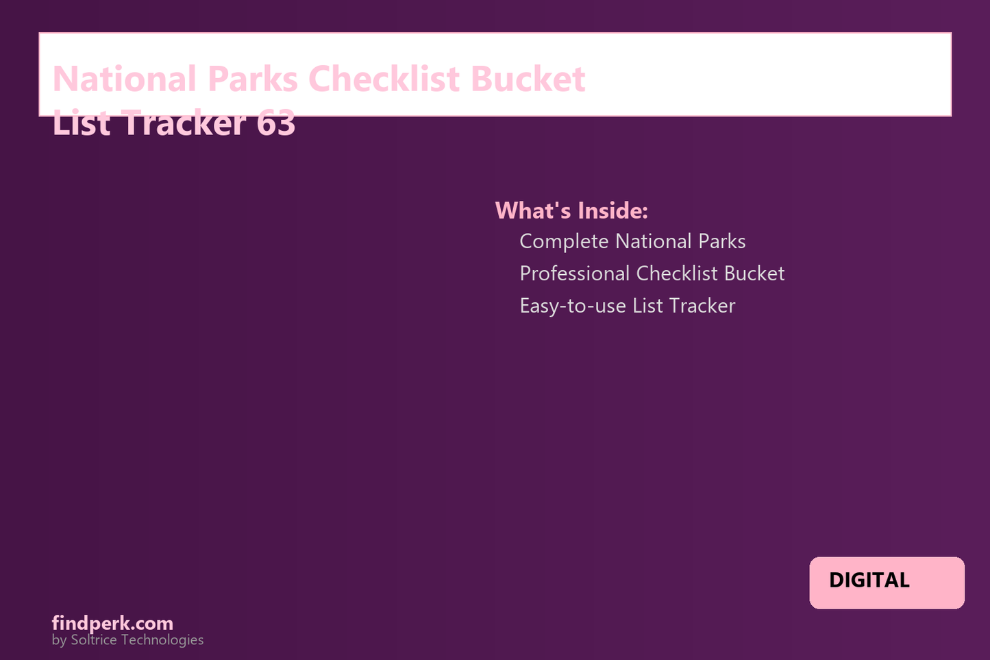 National Parks Checklist Bucket List Tracker 63
