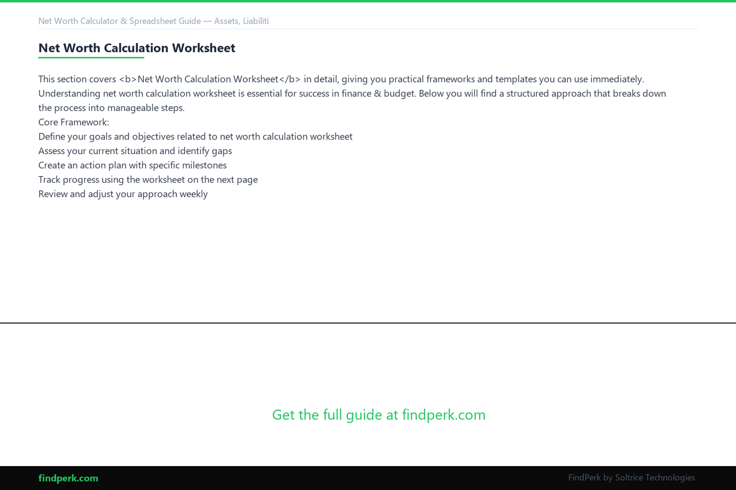 Net Worth Calculator & Spreadsheet Guide — Assets, Liabilities & Monthly Tracking System