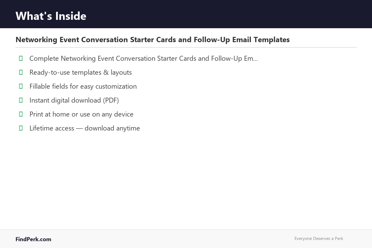 Networking Event Conversation Starter Cards and Follow-Up Email Templates