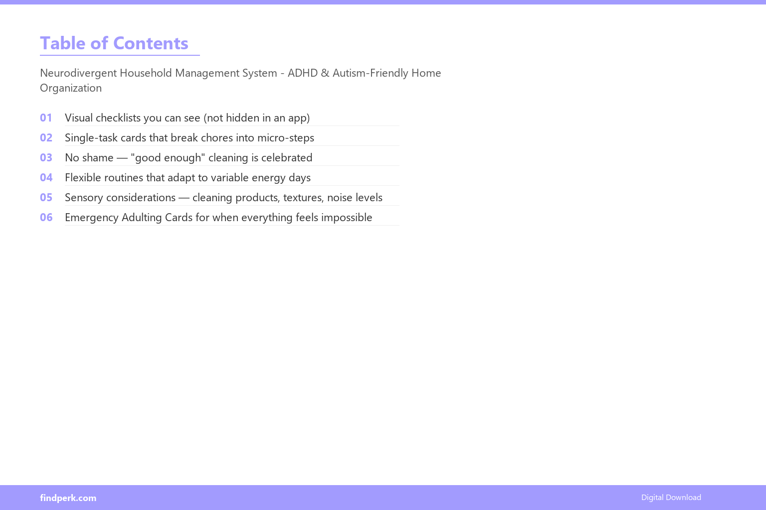 Neurodivergent Household Management System - ADHD & Autism-Friendly Home Organization - Table of Contents
