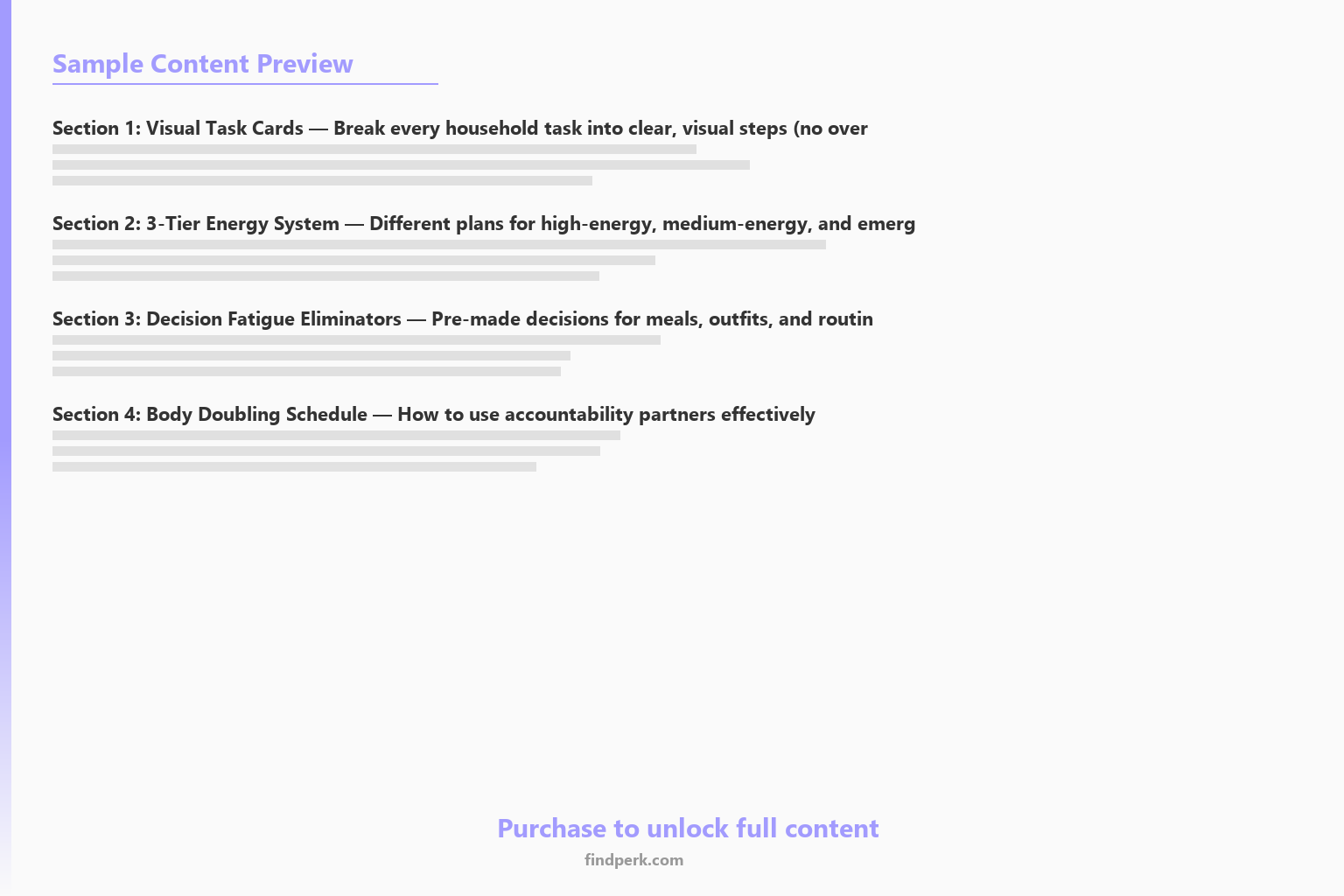 Neurodivergent Household Management System - Visual Schedules, Checklists & Low-Spoon Strategies - Content Preview