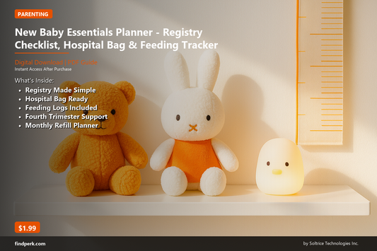 New Baby Essentials Planner - Registry Checklist, Hospital Bag & Feeding Tracker