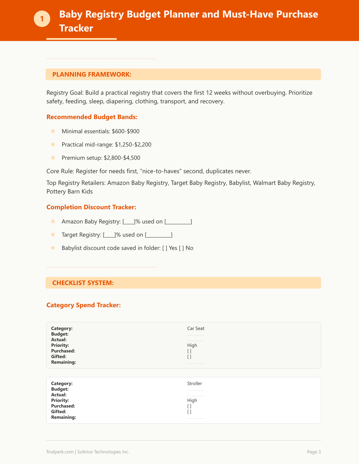 New Baby Essentials Planner - Registry Checklist, Hospital Bag & Feeding Tracker